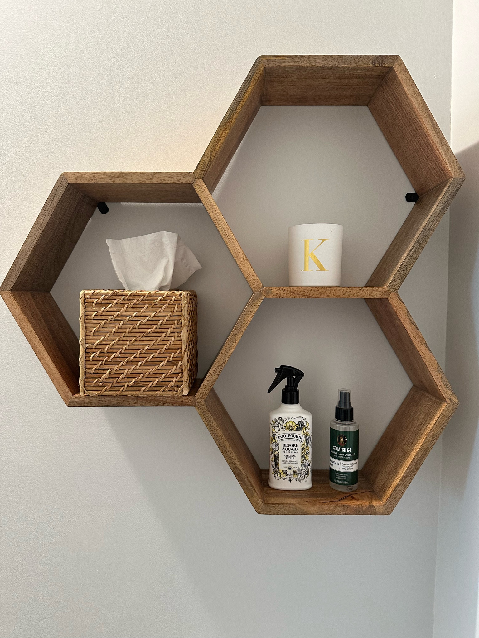 Wall shelf 
Honey comb shelf - world market 
Wicker tissue box - front gate 
Bathroom decor 
Amazon dupe


#LTKfindsunder100 #LTKhome