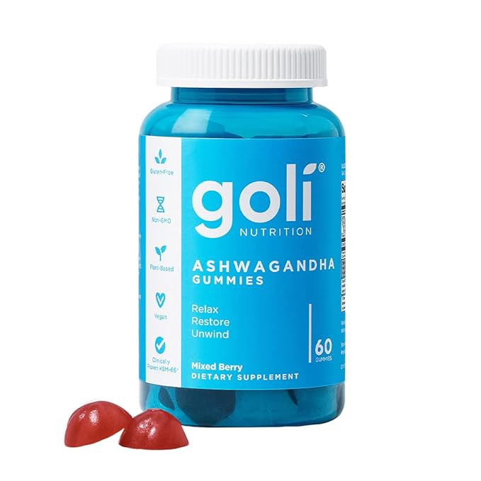 Goli Ashwagandha & Vitamin D Gummy - 60 Count - Mixed Berry, KSM-66, Vegan, Plant Based, Non-GMO,... | Amazon (US)