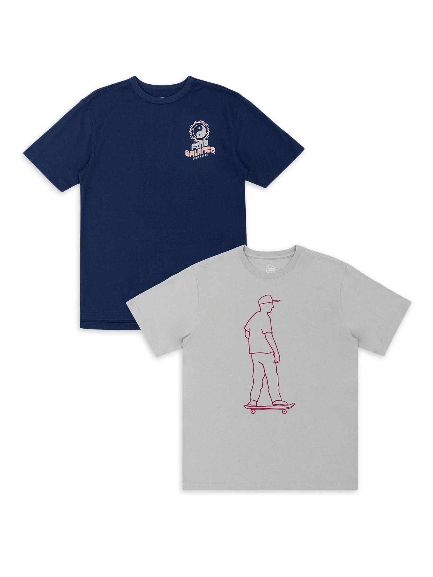 Wonder Nation Boy's Graphic Short Sleeve T-shirt, 2-Pack, Sizes 4-18 & Husky | Walmart (US)