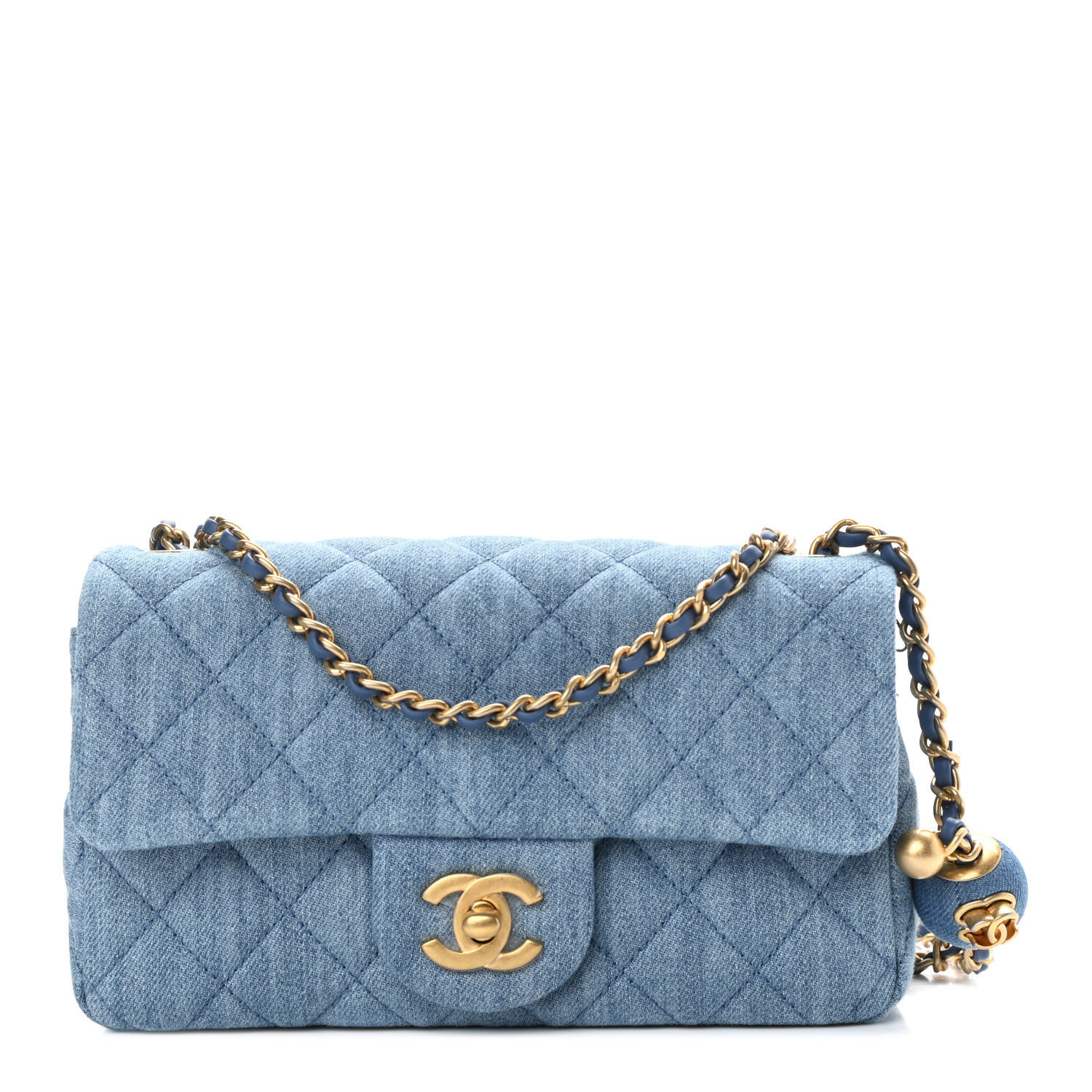 CHANEL

Denim Quilted CC Pearl Crush Mini Rectangular Flap Blue | Fashionphile