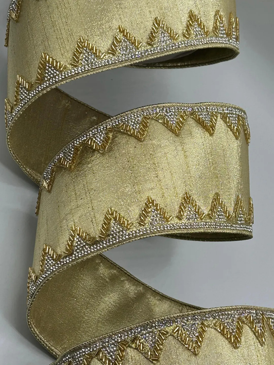 1.5" 2.5" or 4" Metallic Gold Ribbon ~ Art Deco Jewel Trim ~ Wired Edges ~ d stevens ~ By TheRoll | Etsy (US)