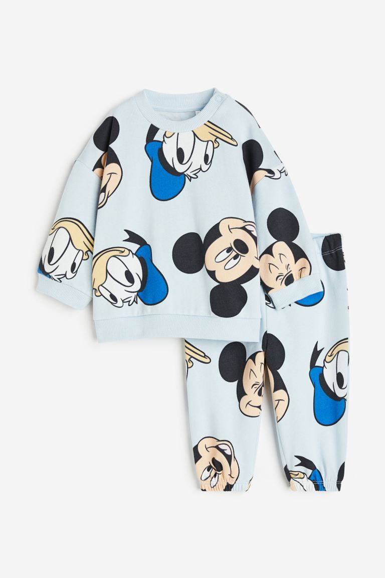 2-piece Sweatshirt Set - Light blue/Mickey Mouse - Kids | H&M US | H&M (US + CA)
