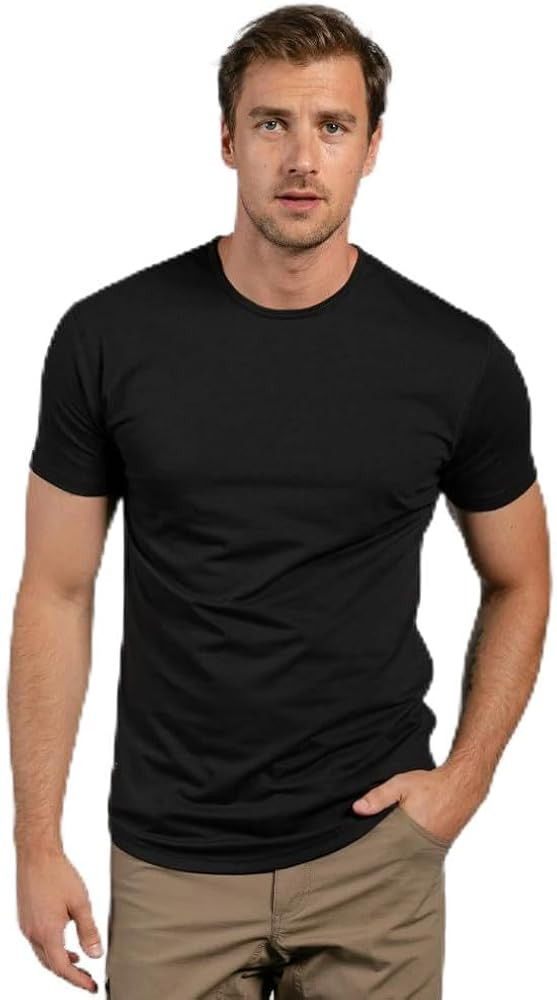 BYLT Mens Drop-Cut Men's T Shirt, Plain Tshirts for Men, Drop Cut Basic Crewneck Tee, Wrinkle Res... | Amazon (US)