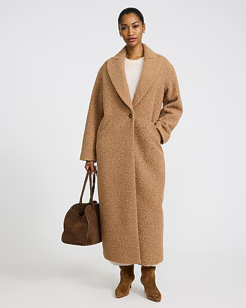 Boucle Single Button Maxi Coat | Express