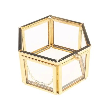 Qisuw Geometrical Clear Glass Jewelry Box Jewelry Organize Holder Tabletop Succulent Plants Containe | Walmart (US)