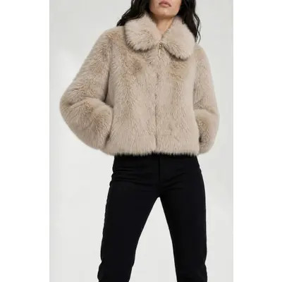 Noize Juliet Faux Fur Jacket in Beige at Nordstrom, Size Medium | Nordstrom