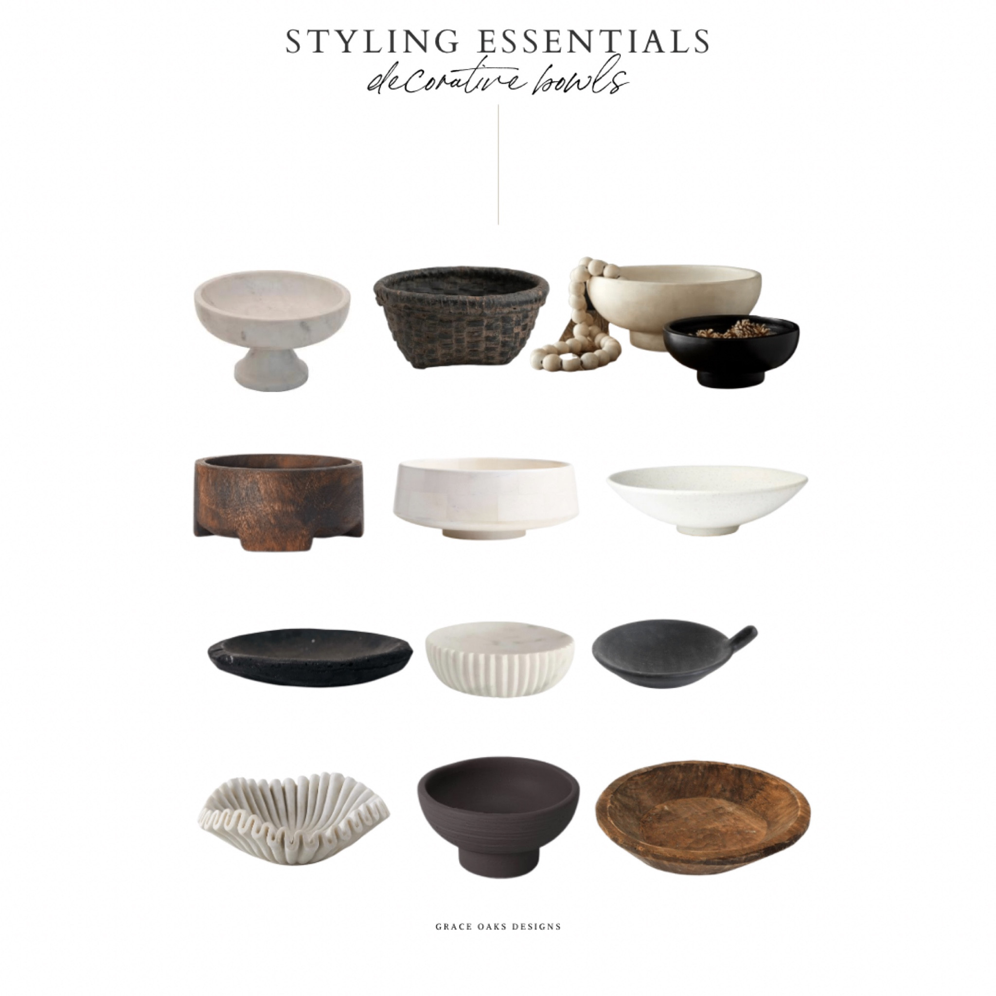 Decorative bowls. Home decor bowls. 

Shelf decor. Coffee table decor. Console table decor. Home decor. Black bowl. White bowl. Wood bowl. Marble bowl. Rattan bowl. Home decor. 

#LTKhome #LTKunder50 #LTKFind