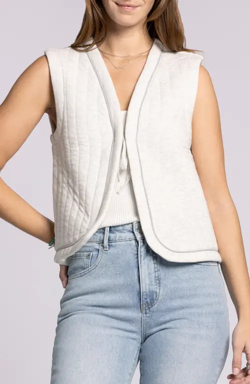 Thread & Supply Joplin Quilted Cotton Tie Front Vest in Ivory Heather at Nordstrom, Size Small | Nordstrom