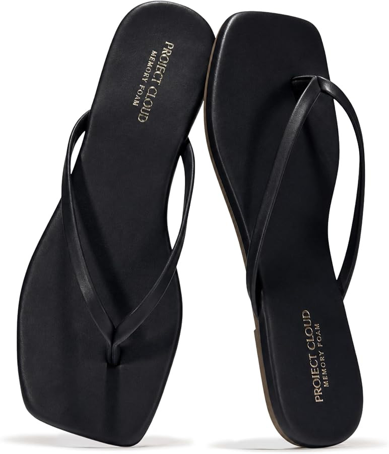 Project Cloud Square Toe Flip Flops For Women Footwear - Non Slip with Memory Foam Insole Beach E... | Amazon (US)