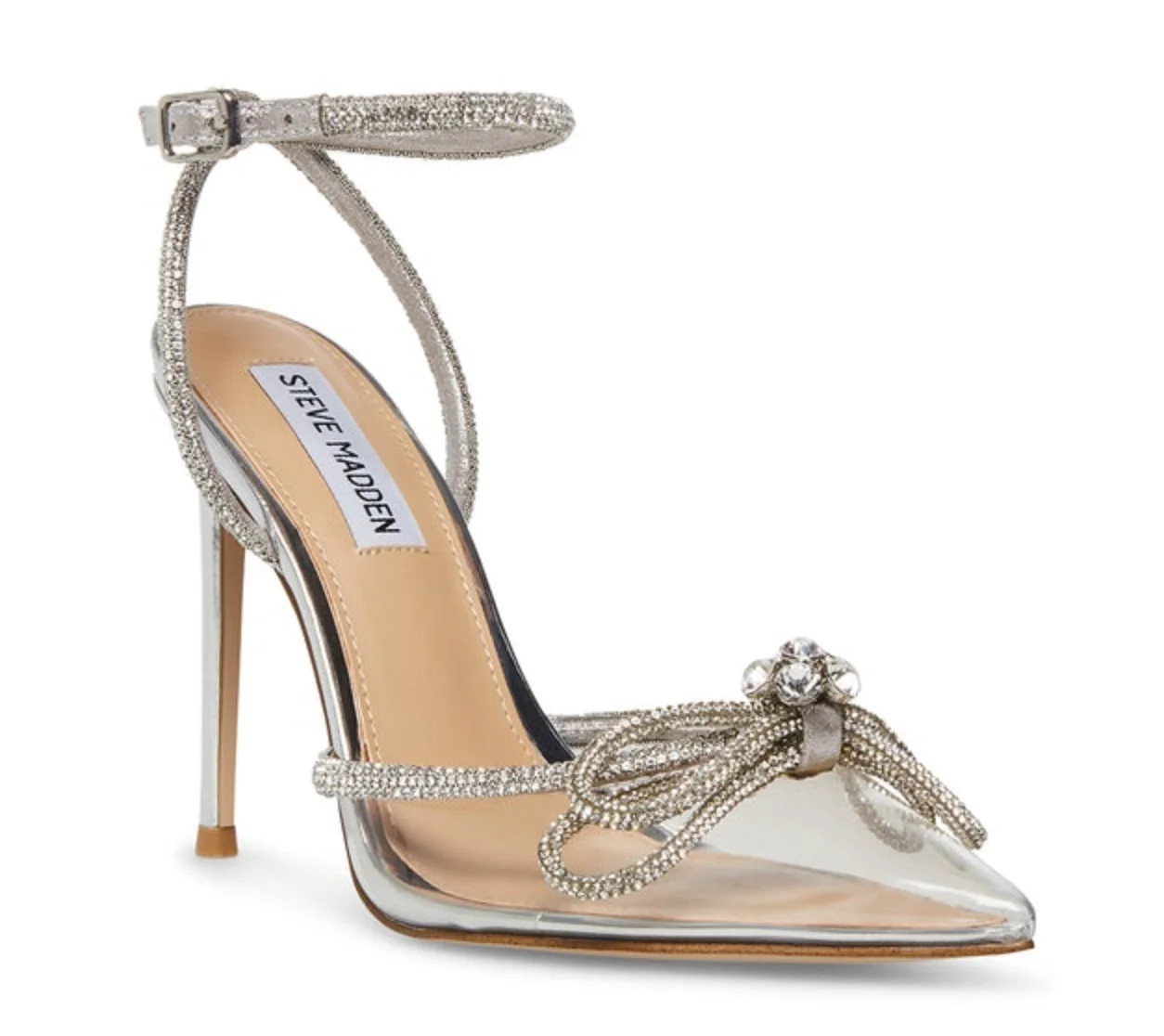 Steve Madden Viable Clear Rhinestones Strap Pointed Toe Stiletto Heeled Pump (8.5, CLEAR) - Walma... | Walmart (US)