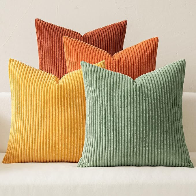 MIULEE Fall Decorative Throw Pillow Covers 18x18 Inch Set of 4, Vibrant Cushion Covers Vintage Re... | Amazon (US)