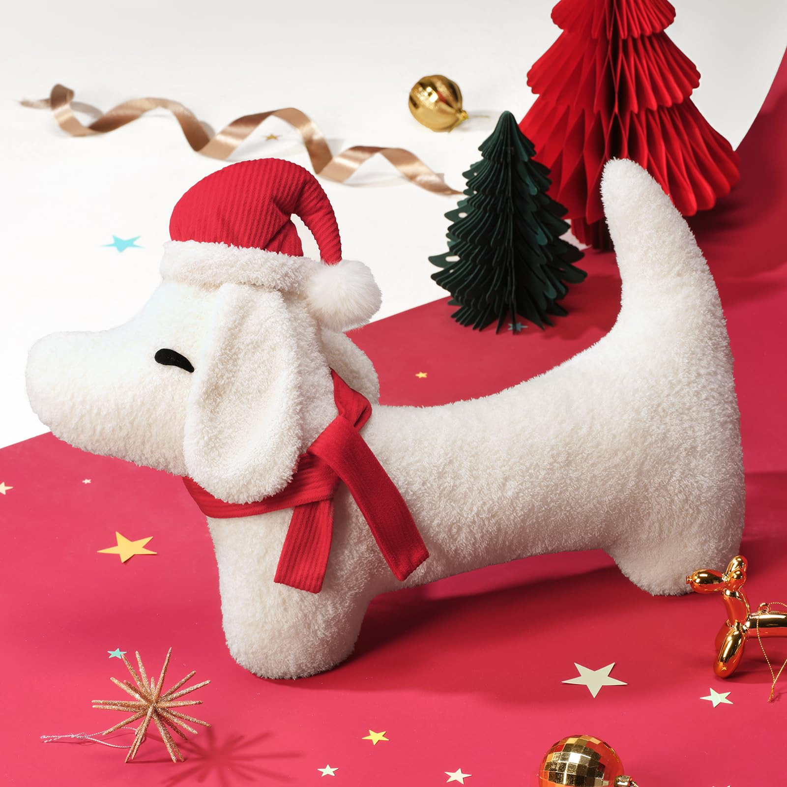 Ashler Dachshund Shaped Christmas Pillow, Teddy Fleece Fabric Soft Throw Pillow, Removable Christ... | Amazon (US)