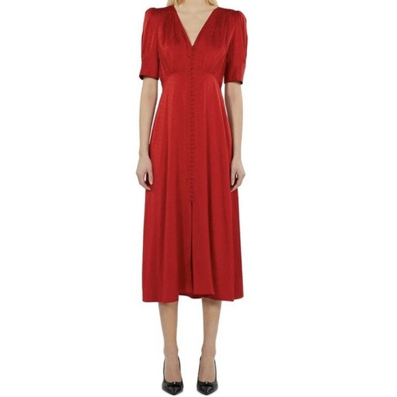 The Kooples NWT Red Button Down Dress With Jacquard Print Size 1/ SML NWT $425✨ | Poshmark