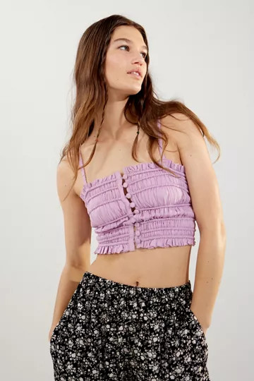 UO Chelsea Linen Ruched Cami | Urban Outfitters (US and RoW)