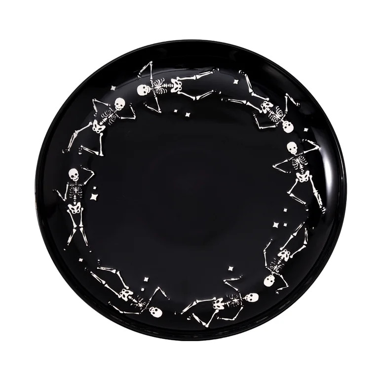 Way To Celebrate Halloween Dancing Skeleton Round Serving Tray, Black, 11.93 in | Walmart (US)