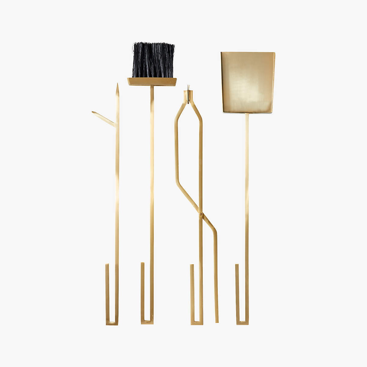 4-Piece Bend Gold Standing Fireplace Tool Set + Reviews | CB2 | CB2