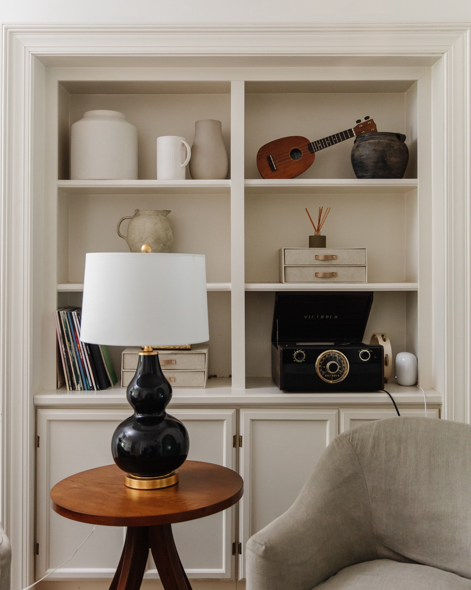 Finally styled the shelves in the upstairs landing (after shopping my own house) and now this corner feels like a place I want to sit and hangout! 

#LTKfamily #LTKhome #LTKstyletip