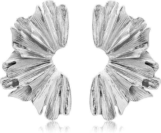 Gold Statement Earrings for Women Large Geometric Dangle Earrings Bohemian Ginkgo Leaf Heart Flow... | Amazon (US)