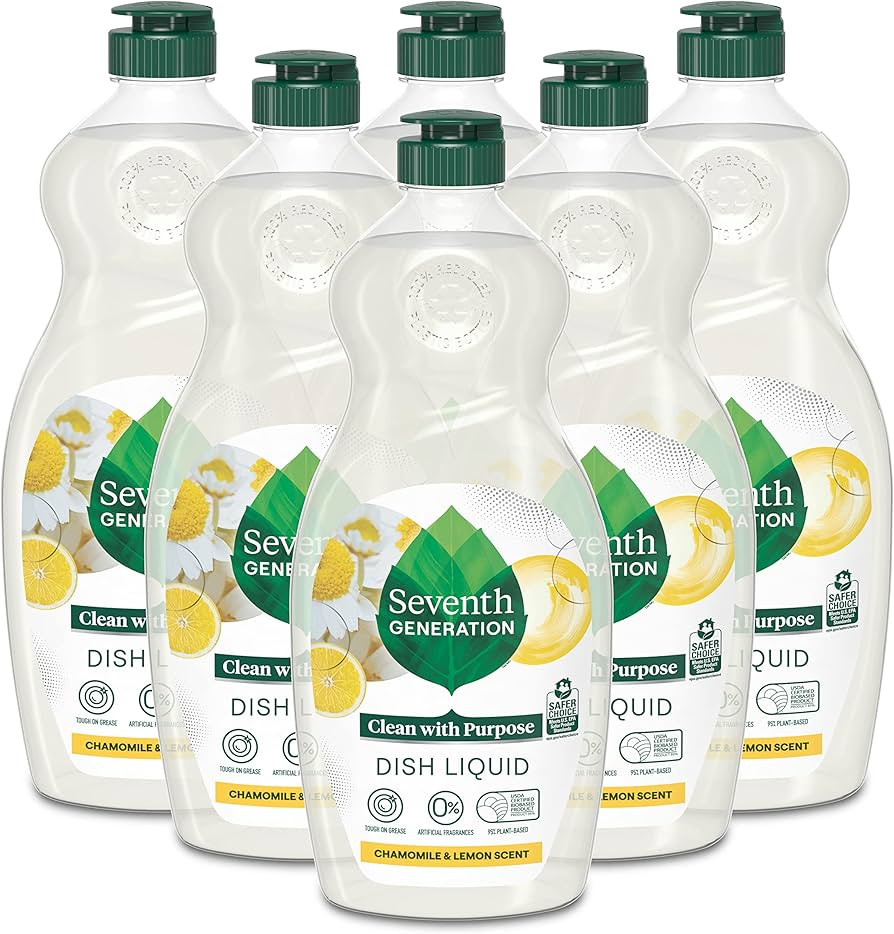 Seventh Generation Dish Soap Liquid, Chamomile & Lemon, 19 oz, Pack of 6 | Amazon (US)