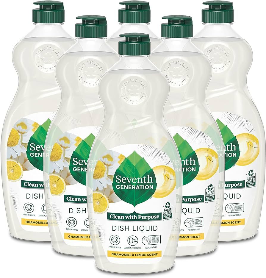 Seventh Generation Dish Soap Liquid, Chamomile & Lemon, 19 oz, Pack of 6 | Amazon (US)