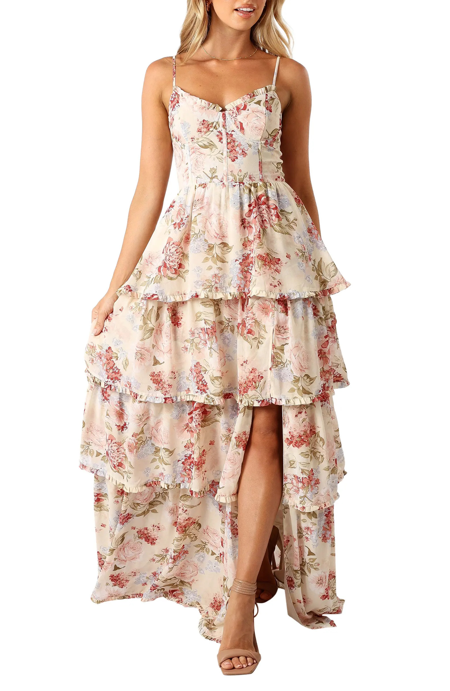 Mito Floral Tiered Corset Gown | Nordstrom