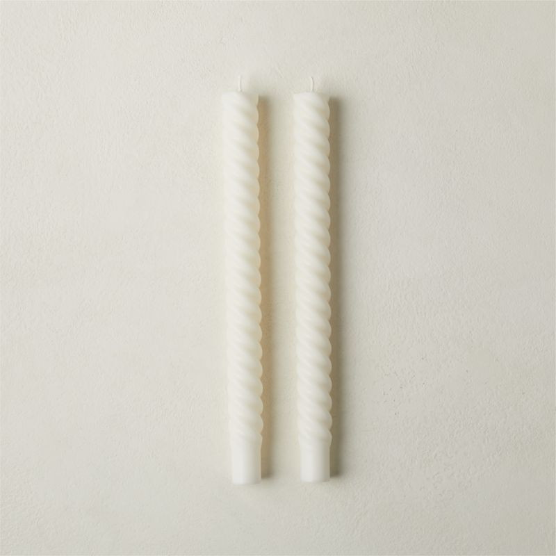 Warm White Twisted Taper Candles Set of 2 + Reviews | CB2 | CB2