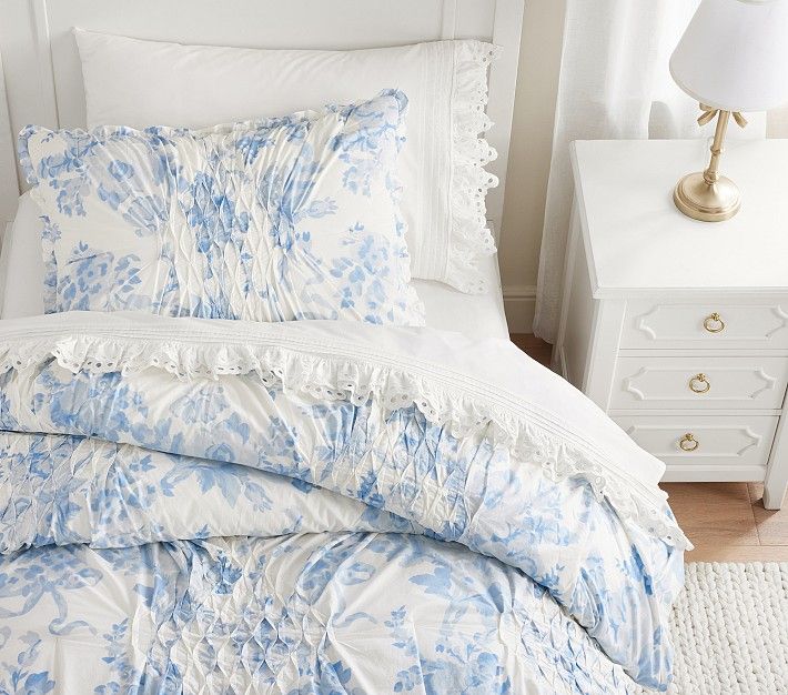 LoveShackFancy Blue Damask Floral Comforter & Shams | Pottery Barn Kids