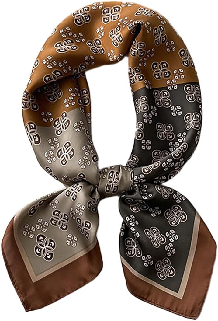MINIDORA Satin Scarves for Women 27.5 × 27.5 inches Medium Square Elegant Silk Feeling Head Scarf | Amazon (US)