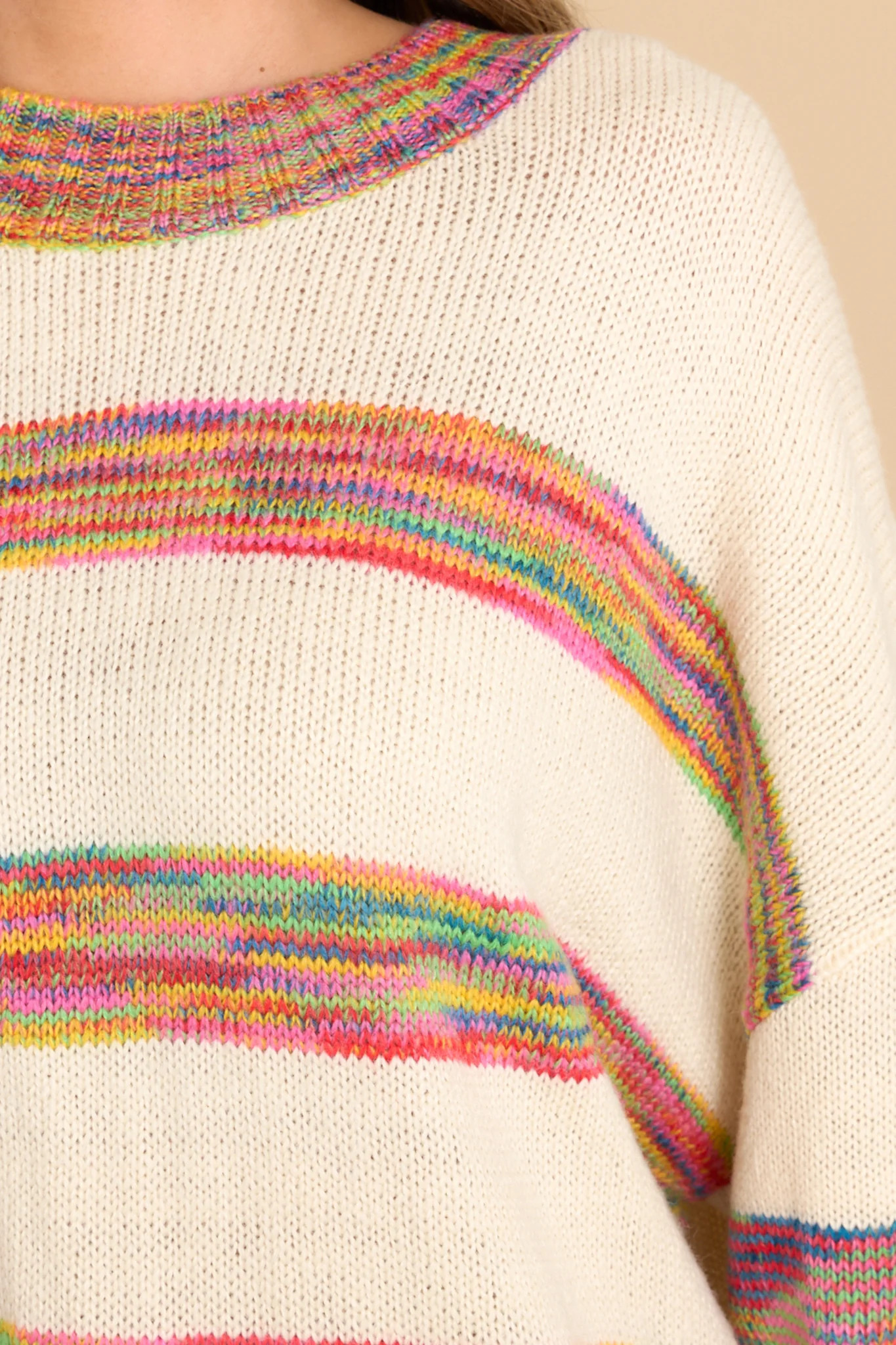 Holding On Tight Ivory Multi Stripe Sweater | Red Dress 