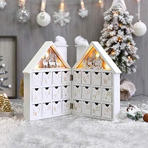 Christmas Wooden Advent Calendar House with 24 Drawers and Led Lights Countdown to Christmas Decorat | Amazon (US)