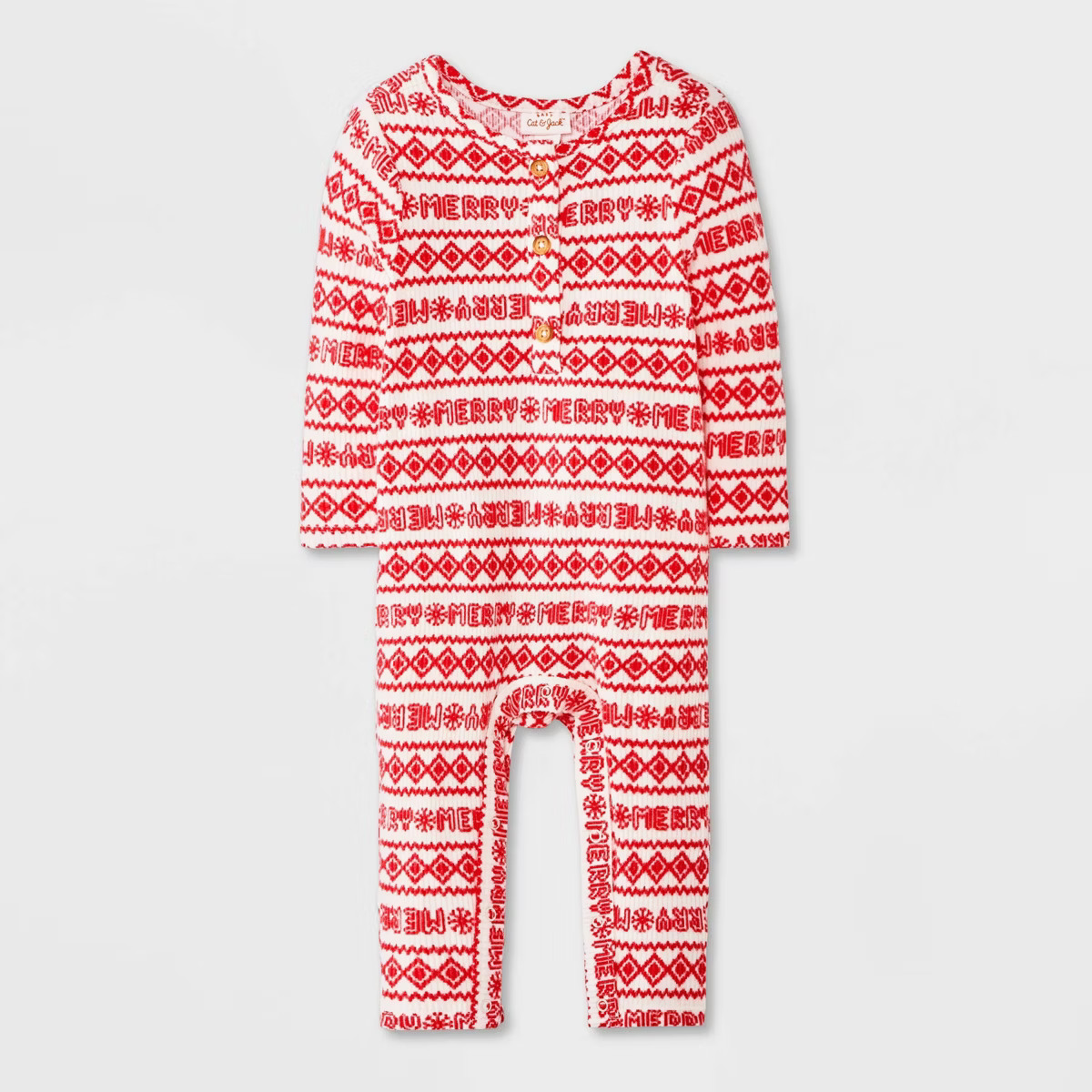 Baby Christmas Holiday Fair Isle Ribbed Romper - Cat & Jack™ Red | Target