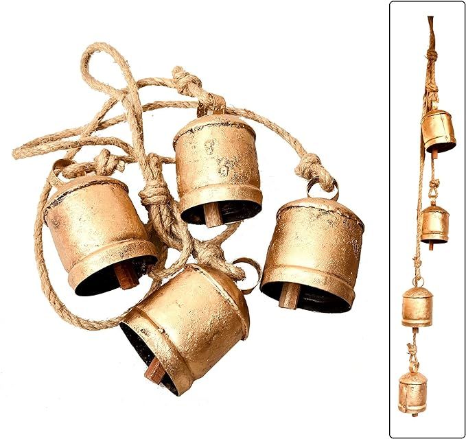 Rustic Decorative Bell 4pc Cluster Set 4inch Shabby Chic Vintage Harmony Bell Brass Coated Countr... | Amazon (US)