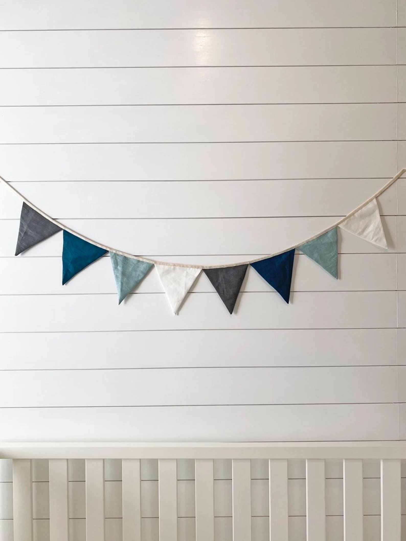 Linen Bunting Banner for Neutral Boy Nursery Decor - Party Garland | Handmade Wall Hanging Fabric... | Etsy (US)
