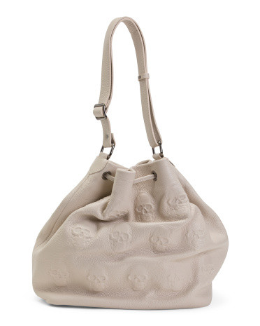 Made In Italy Leather Multi-skull Bucket Bag | TJ Maxx