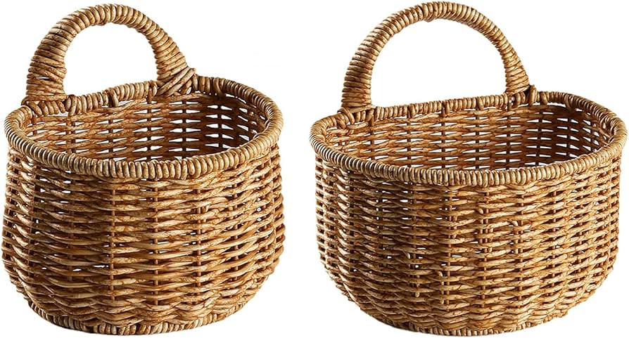 2 Wall Hanging Baskets Storage Basket Organizer For Flowers,Plants,Woven Baskets For Kitchen Bedr... | Amazon (US)