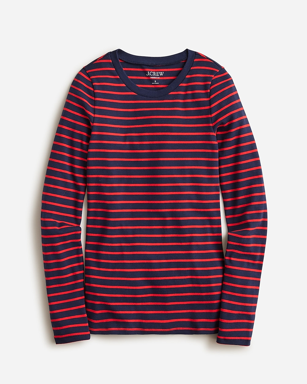 Perfect-fit long-sleeve crewneck T-shirt in stripe | J. Crew US