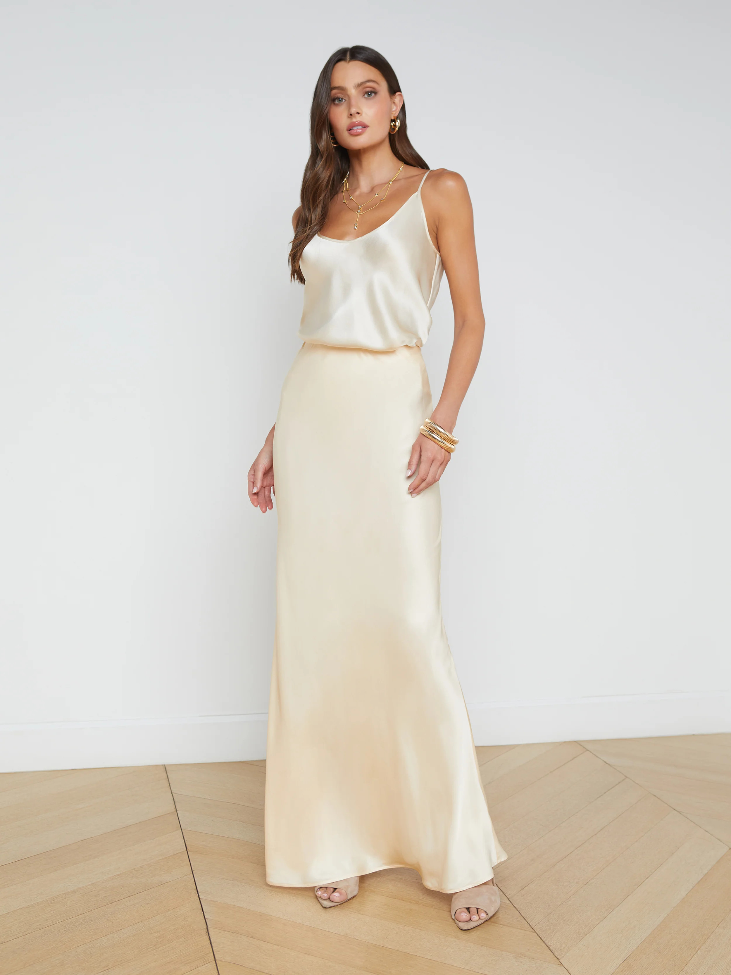 L'AGENCE - Zeta Maxi Skirt in Pearl | L'Agence