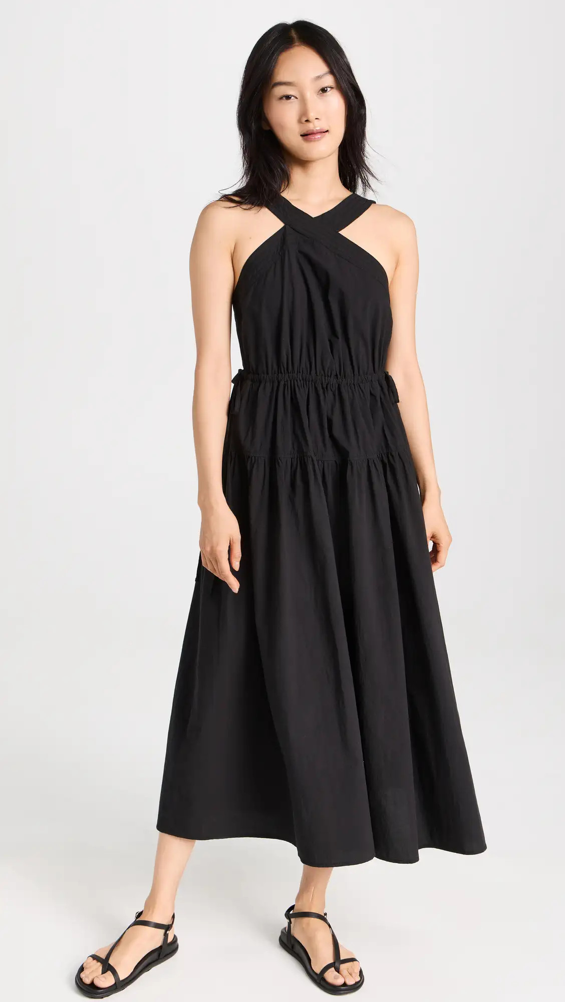 Madewell Poplin Halter Tiered Midi Dress | Shopbop | Shopbop