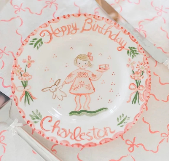 Birthday Plate, Childs Ceramic 10" Family Birthday Dinner Plate ,Handpainted Plate ,Personalized | Etsy (US)