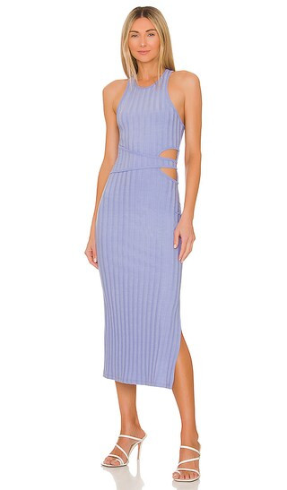 Kaya Rib Jersey Cutout Tank Dress in Cornflower | Revolve Clothing (Global)