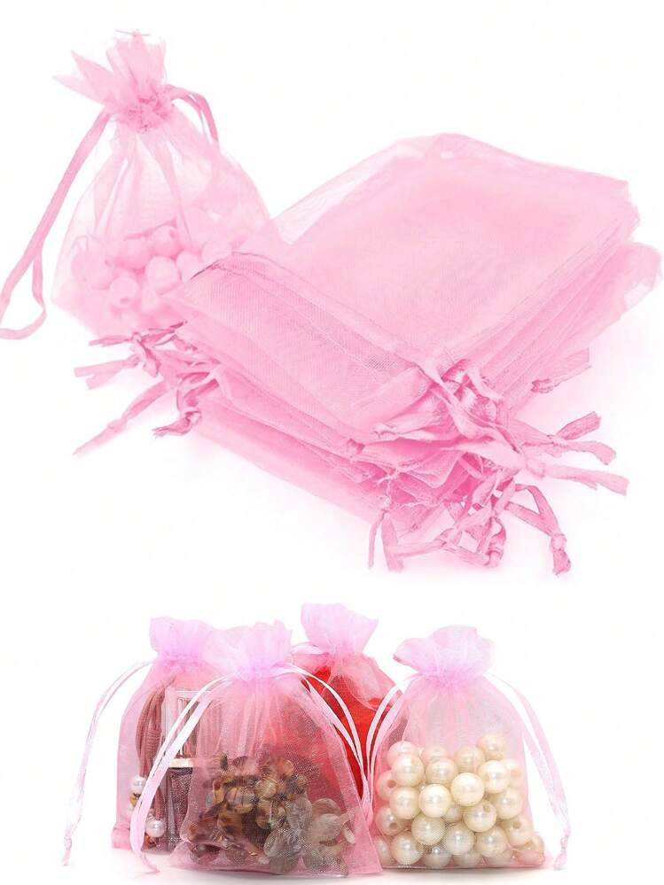 50pcs Organza Gift Bags Jewelry Pouch Drawstring Bag Wedding Favor Bags For Bracelet Packaging, T... | SHEIN