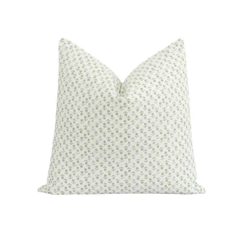Beatriz Sage Pillow Cover, Schumacher Decorative Pillow, Small Floral Print Pillow Case, Sage Pil... | Etsy (US)