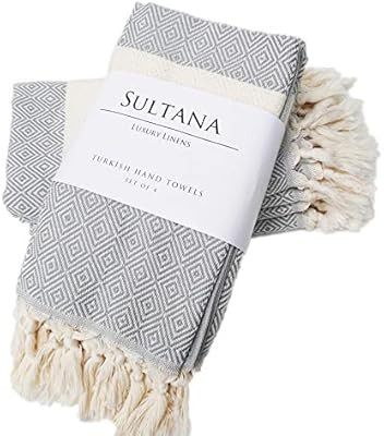 Sultana Luxury Linens - Turkish Hand Towels (Set of 4) | 100% Cotton | Eco-Friendly | Quick Dry |... | Amazon (US)