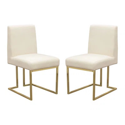Set Of (2) Skyline Dining Chairs In Cream Fabric W/ Polished Gold Metal Frame By Diamond Sofa | Wayfair North America