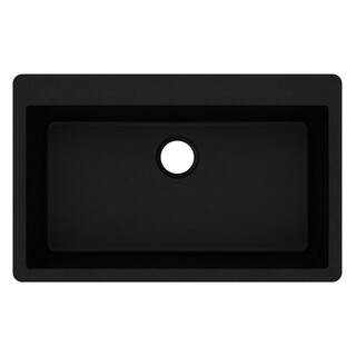 Elkay Quartz Classic Black Quartz 33 in. Single Bowl Drop-In Kitchen Sink | The Home Depot