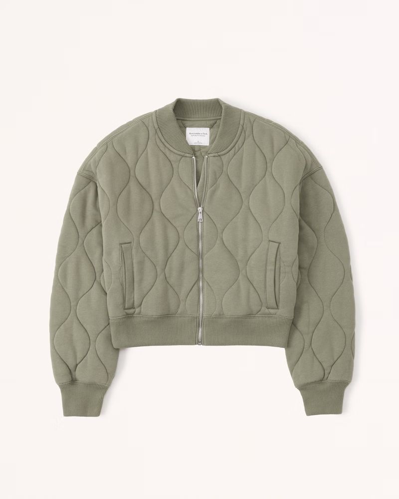 Abercrombie & Fitch Women's Onion Quilted Bomber in Green - Size L | Abercrombie & Fitch (US)