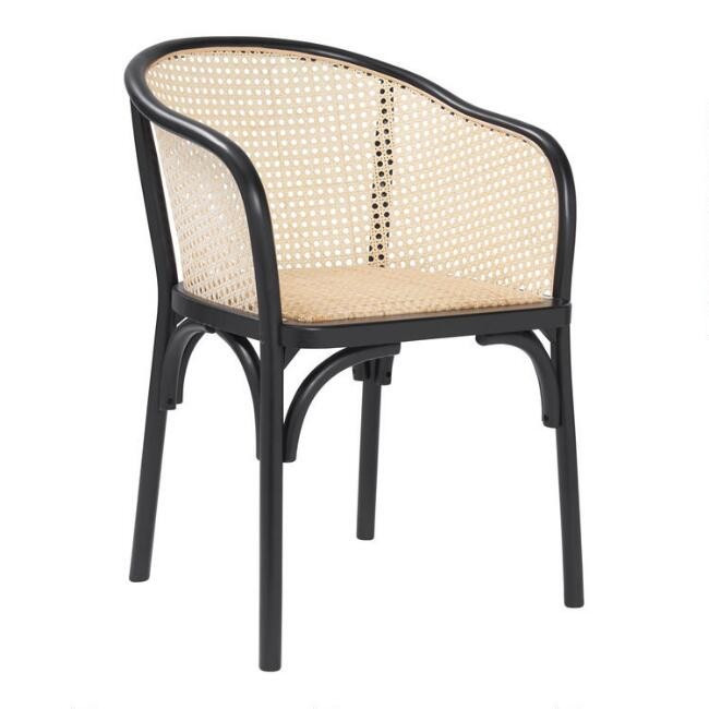 Wood And Rattan Dora Dining Armchair | World Market