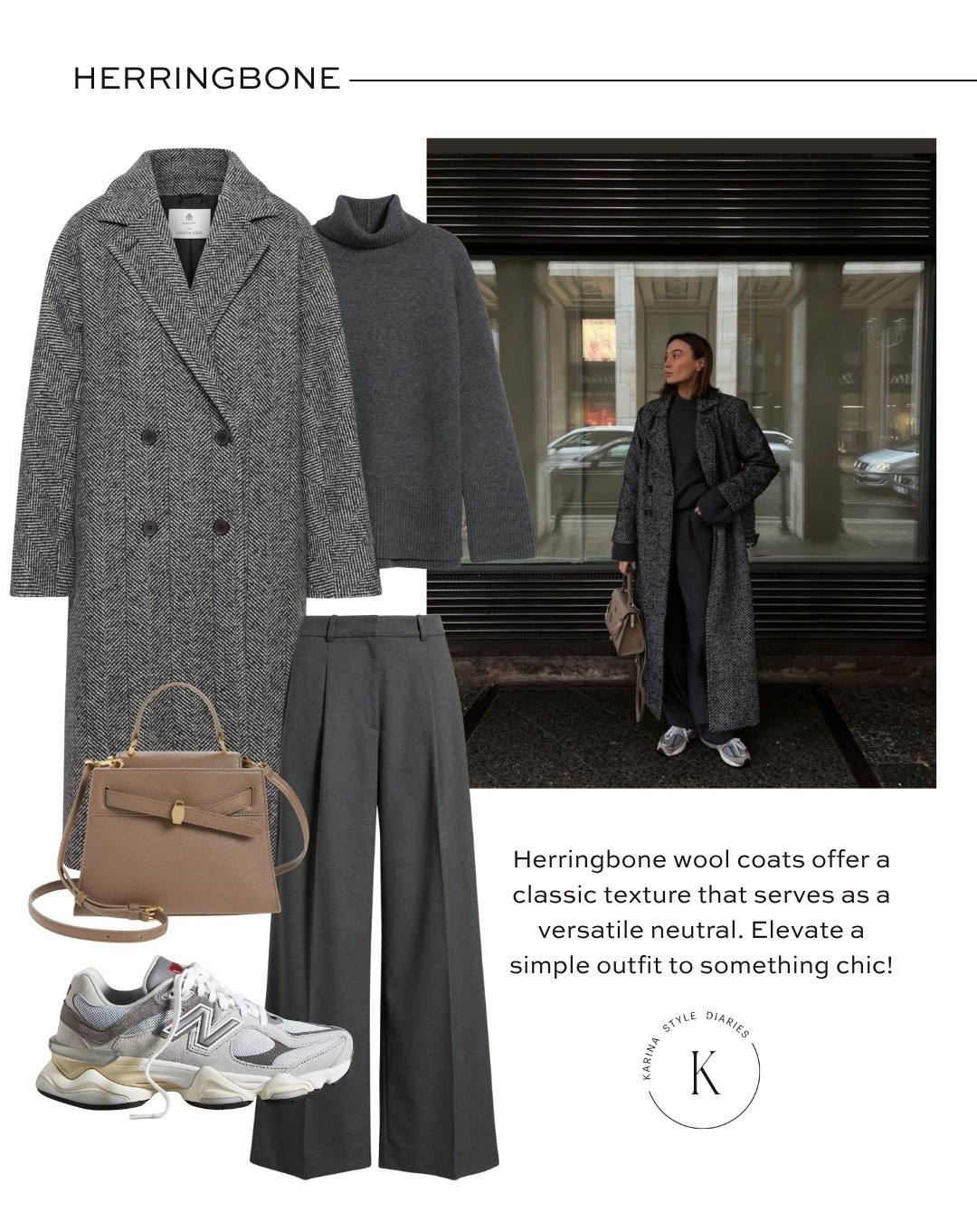 Winter outfit using timeless wardrobe staples, herringbone wool coat, effortless trousers, cashmere turtleneck, platform sneakers

#LTKWorkwear #LTKTravel #LTKSaleAlert