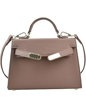 Women Mini Crossbody Handbag PU Leather Elegant Ladies Shoulder Purse with Gold Hardware, Adjusta... | Amazon (US)