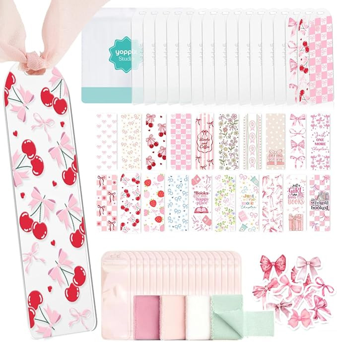 YOPPIX 6x2” Acrylic Bookmark Blanks- 20 Set Bookmark Making Kit with 20 UV DTF Stickers About B... | Amazon (US)